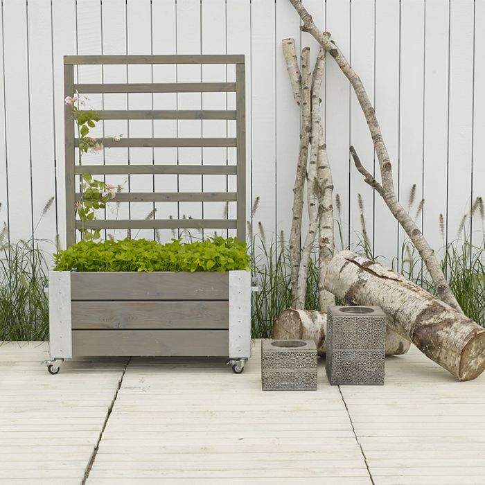 Gråbrun Cubic Blomsterkasse med espalie